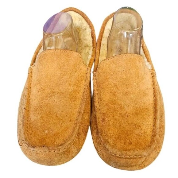 UGG Slippers Mens 12 Brown Ascot Suede Leather Upper Sherpa Shoes Australia main image 7